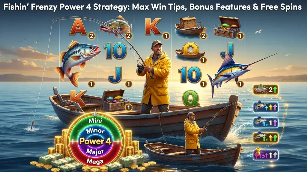 Fishin' Frenzy Slot Gameplay: Power 4 Strategy, Max Win Tips, Bonus Features and Free Spins